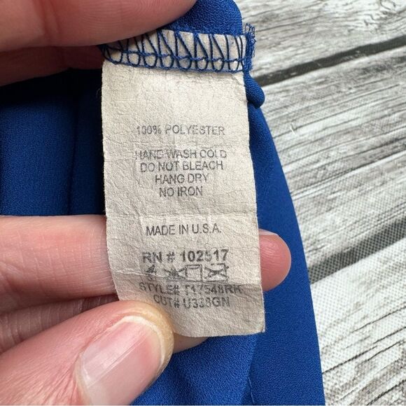 Soprano Women's Bright Blue Blouse Top Shirt M Med Medium Lightweight Unlined - Picture 8 of 10